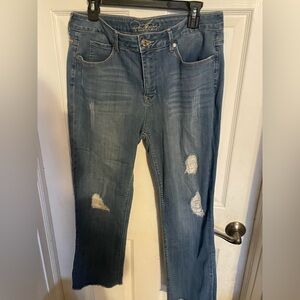 Diane Gilman Light Blue Distressed Straight Leg Jeans